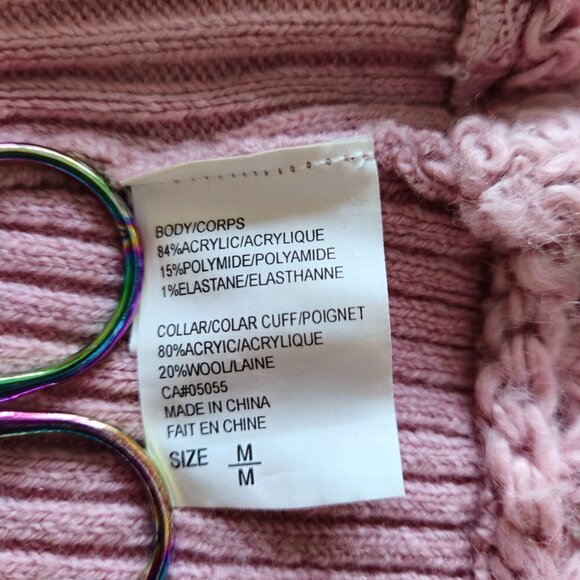 Dollhouse Knits open front flared ribbed cuff dusty rose cardigan women's size M - Picture 5 of 12